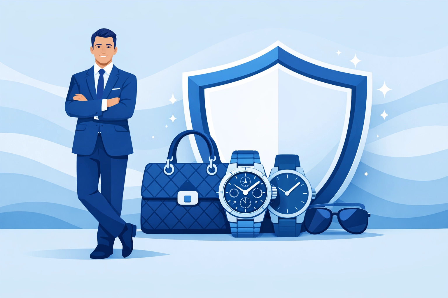 Protective shield for resale shop and pawnshop authentication of luxury watches and designer bags.