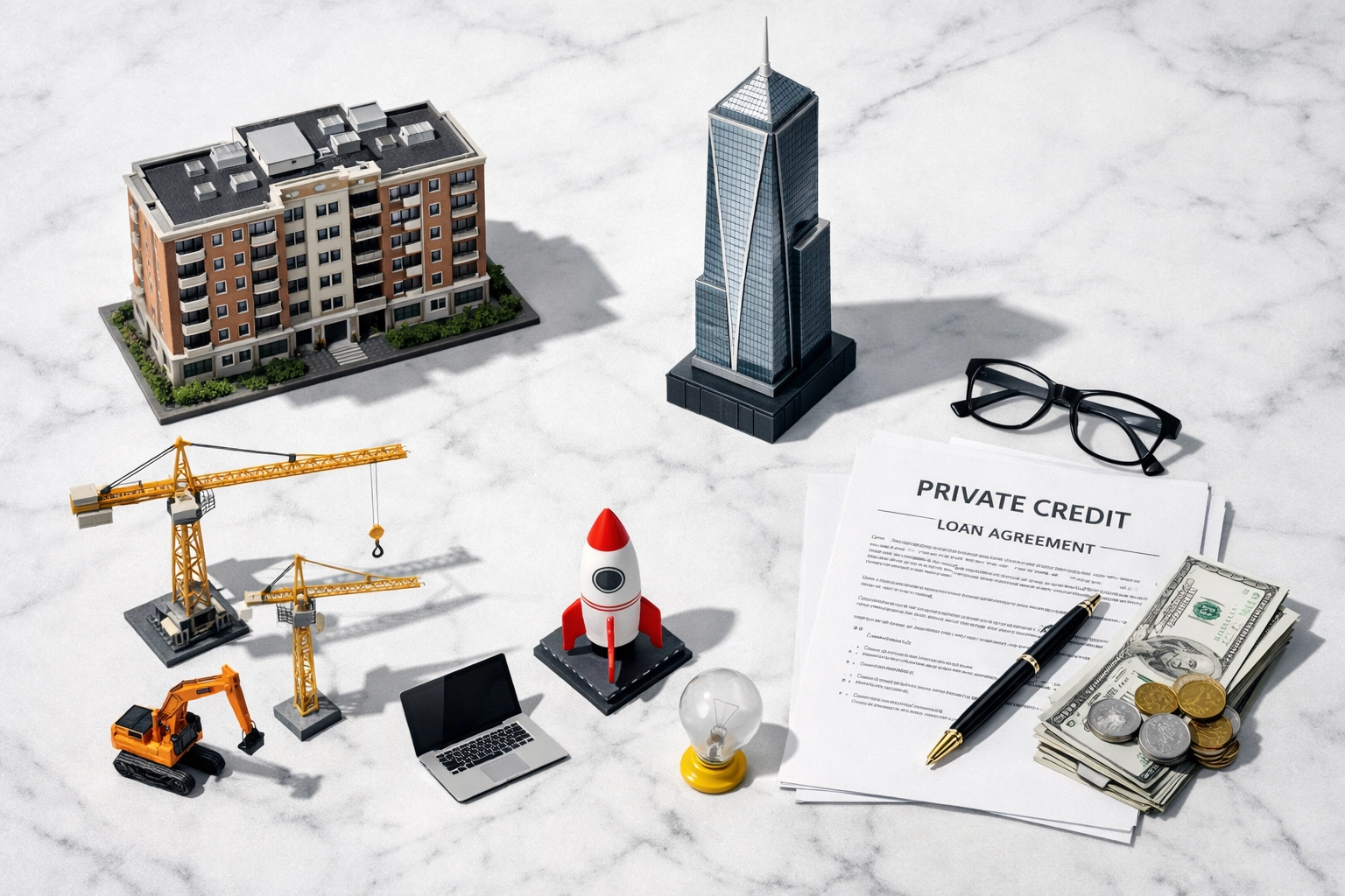 Various alternative investment types including multifamily real estate and venture capital models