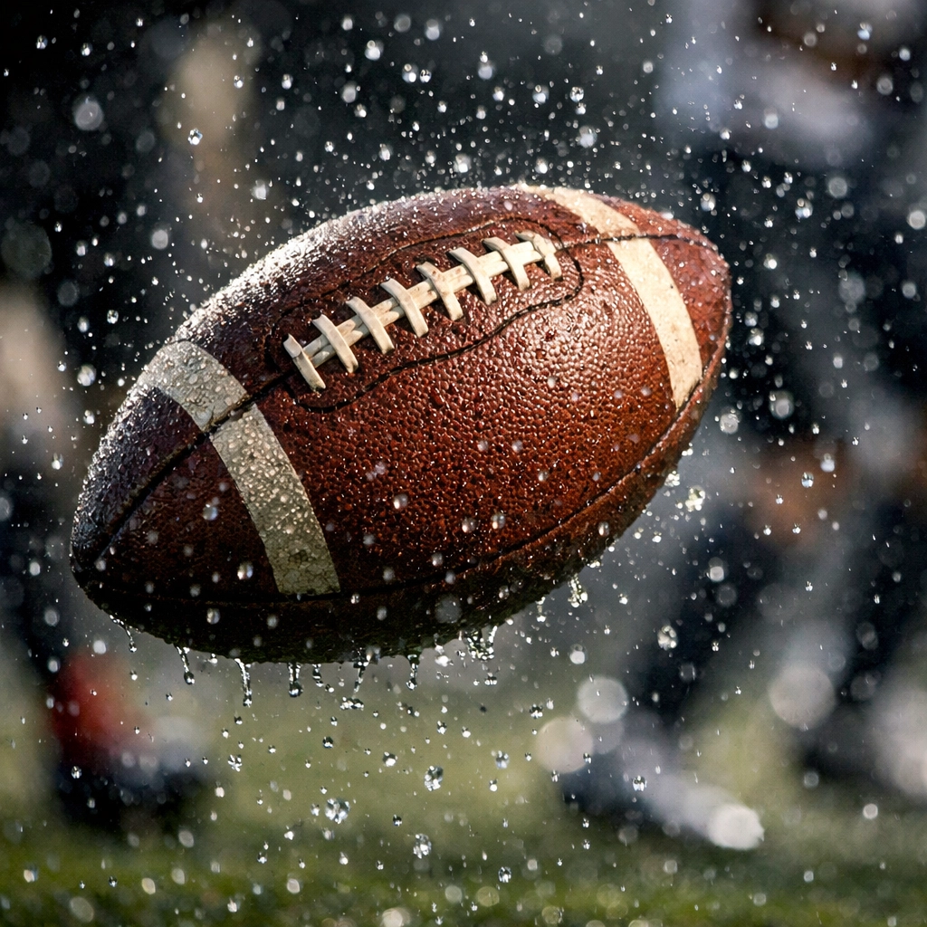 Football in cold weather conditions during Hamburg vs Bayern München Bundesliga clash