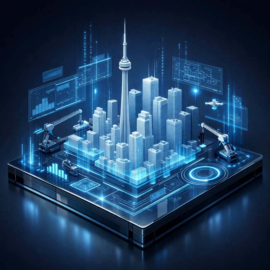 Local SEO Toronto foundation with Toronto skyline, showing technical SEO fixes in the first 30 days