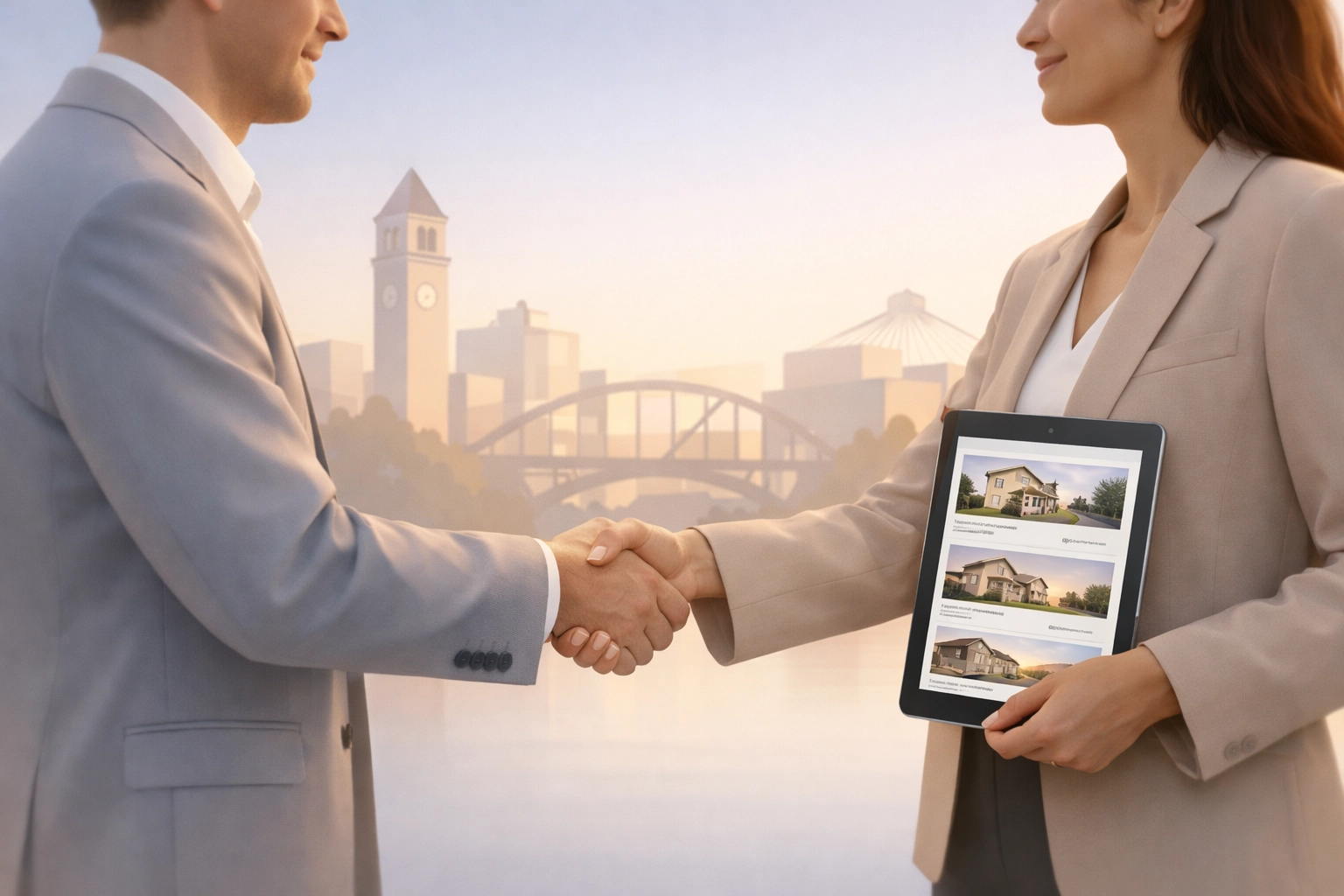 Spokane realtor meeting with home buyer to discuss local housing market