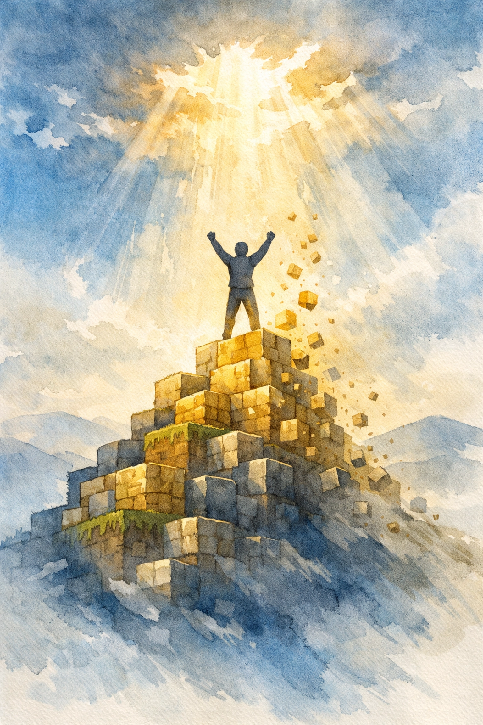 Victory on mountaintop of blocks - overcoming weakness through faith in Minecraft Movie review