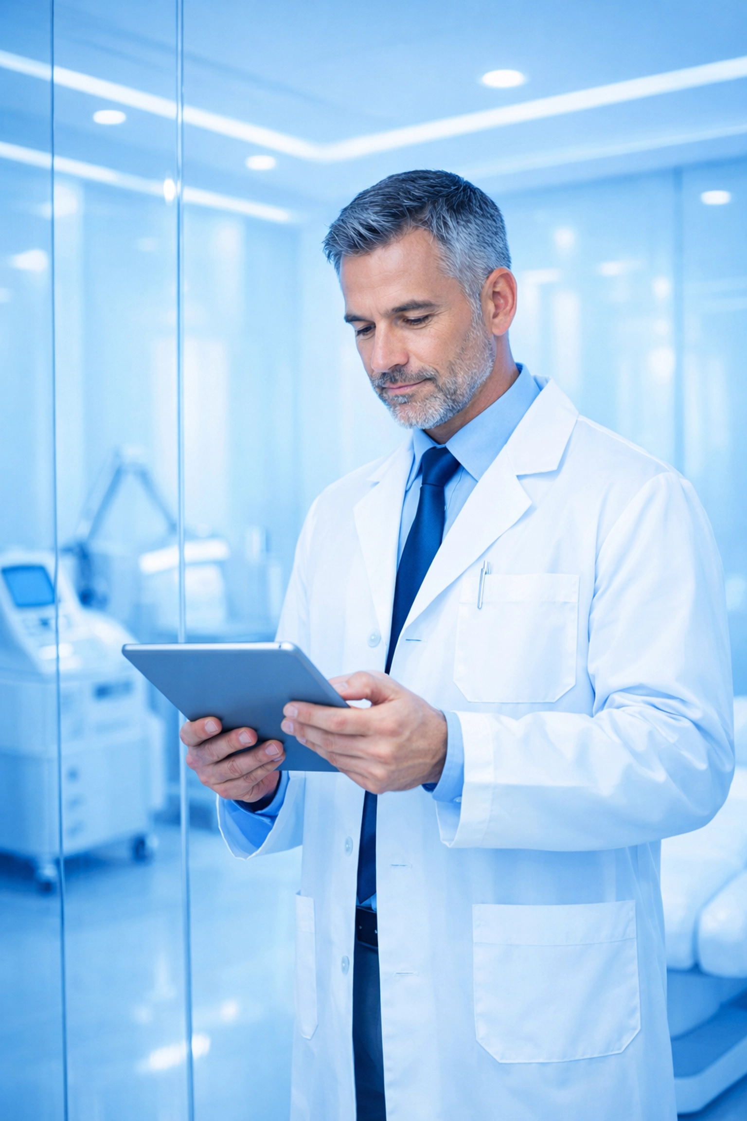 Medical director reviewing patient clinical history to ensure medspa supervision and compliance.