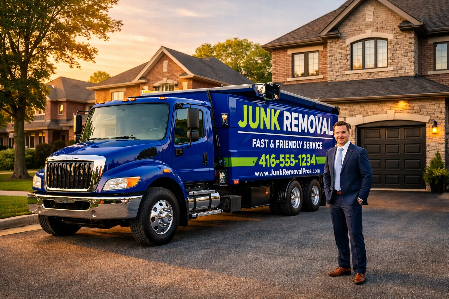 A clean Bradford driveway after professional construction debris removal by Junk GTA.