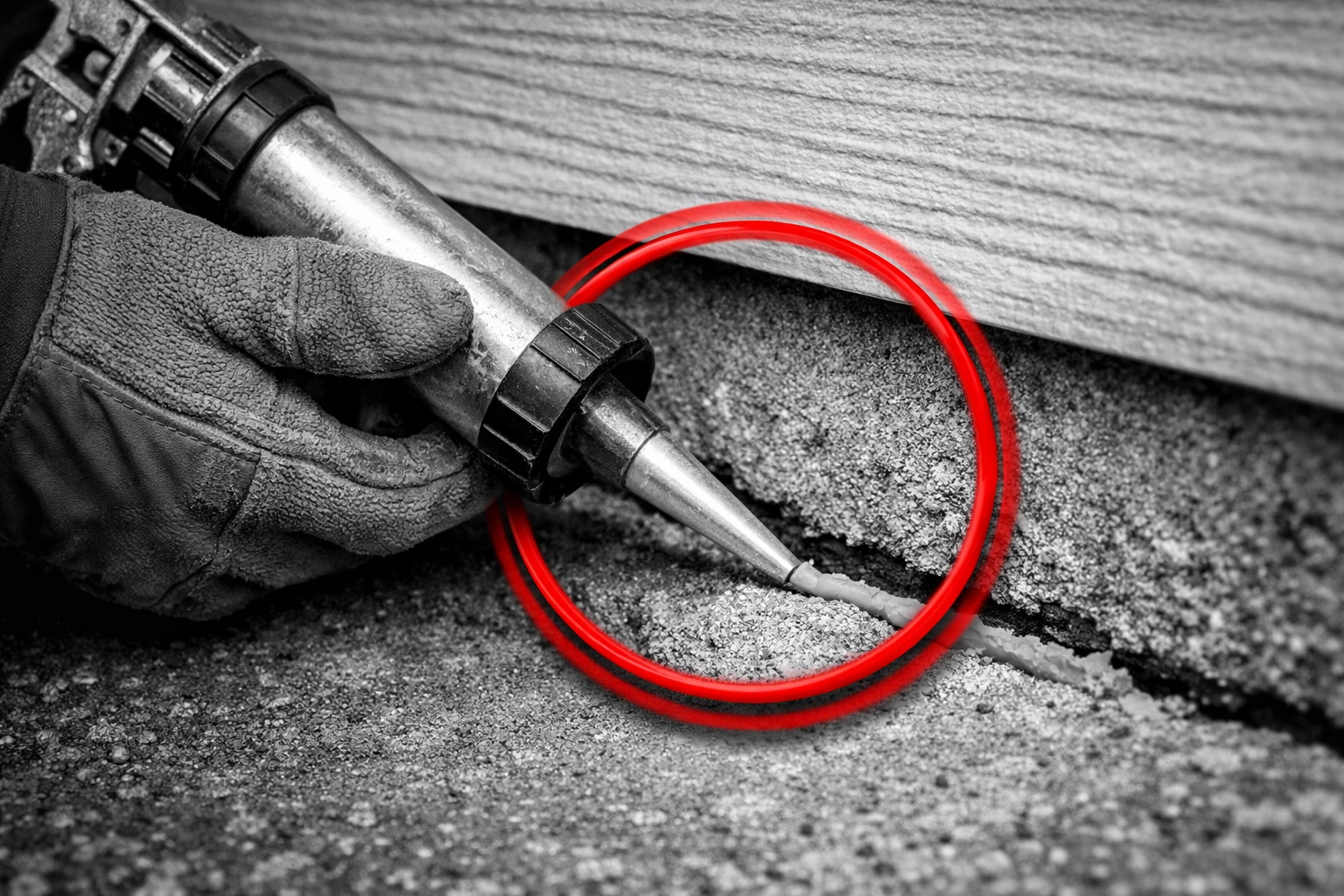 Pest control expert sealing foundation cracks in Casa Grande to maintain a pest-free barrier.