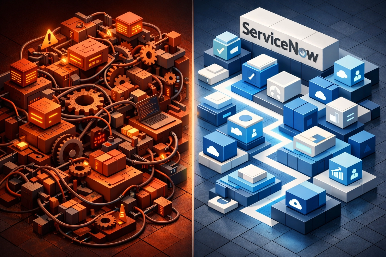 ServiceNow customization vs configuration comparison showing cost-efficient implementation approach