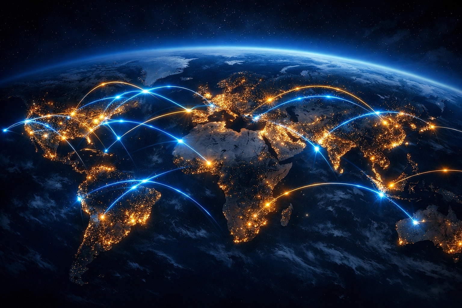 Global cross-border payment network showing instant cryptocurrency settlement pathways