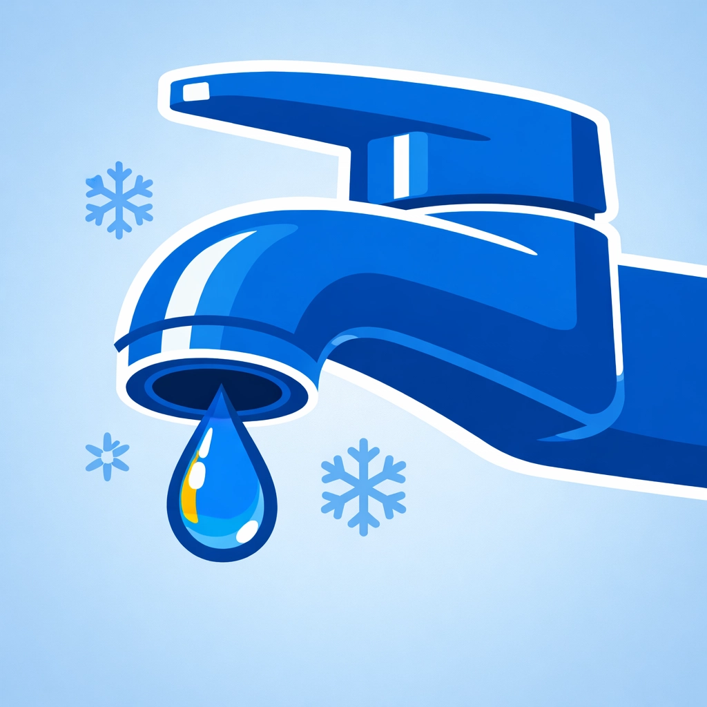 Bathroom faucet with slow drip to prevent frozen pipes during cold winter weather