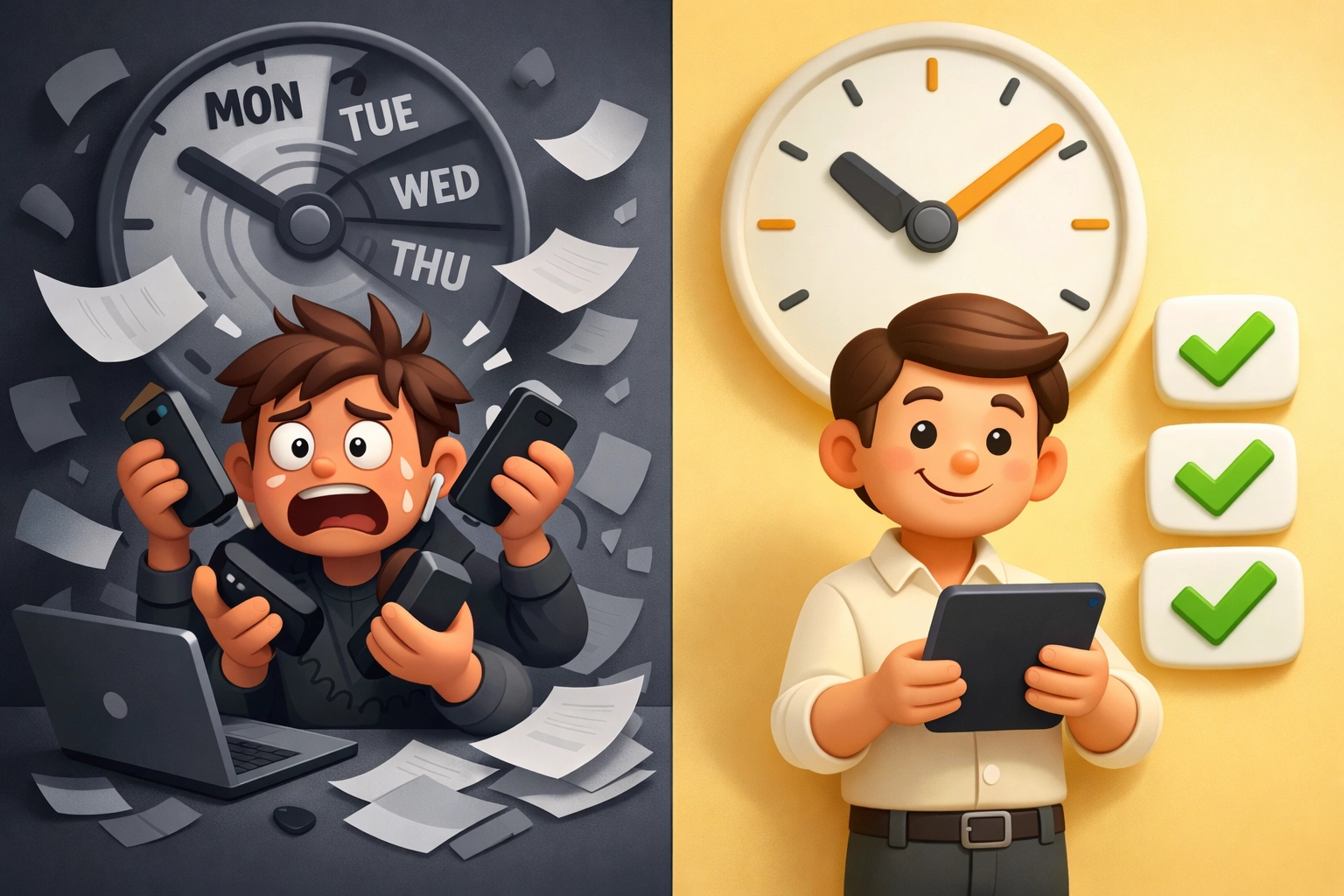 Comparing slow traditional subcontractor search versus fast digital construction platform