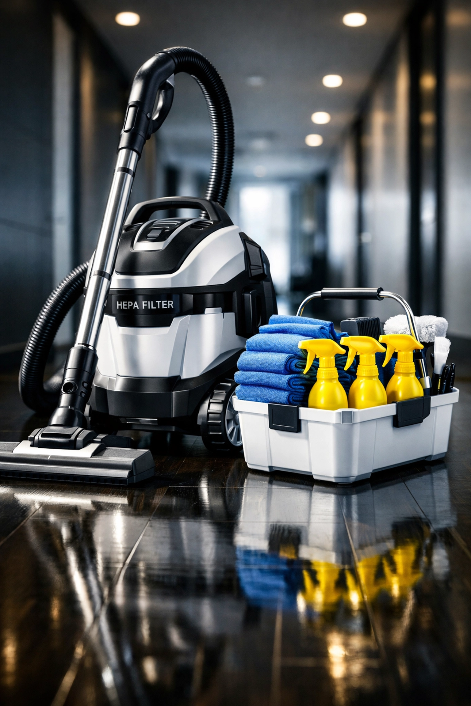 Professional grade HEPA vacuum and supplies used by expert house cleaning services in MA.