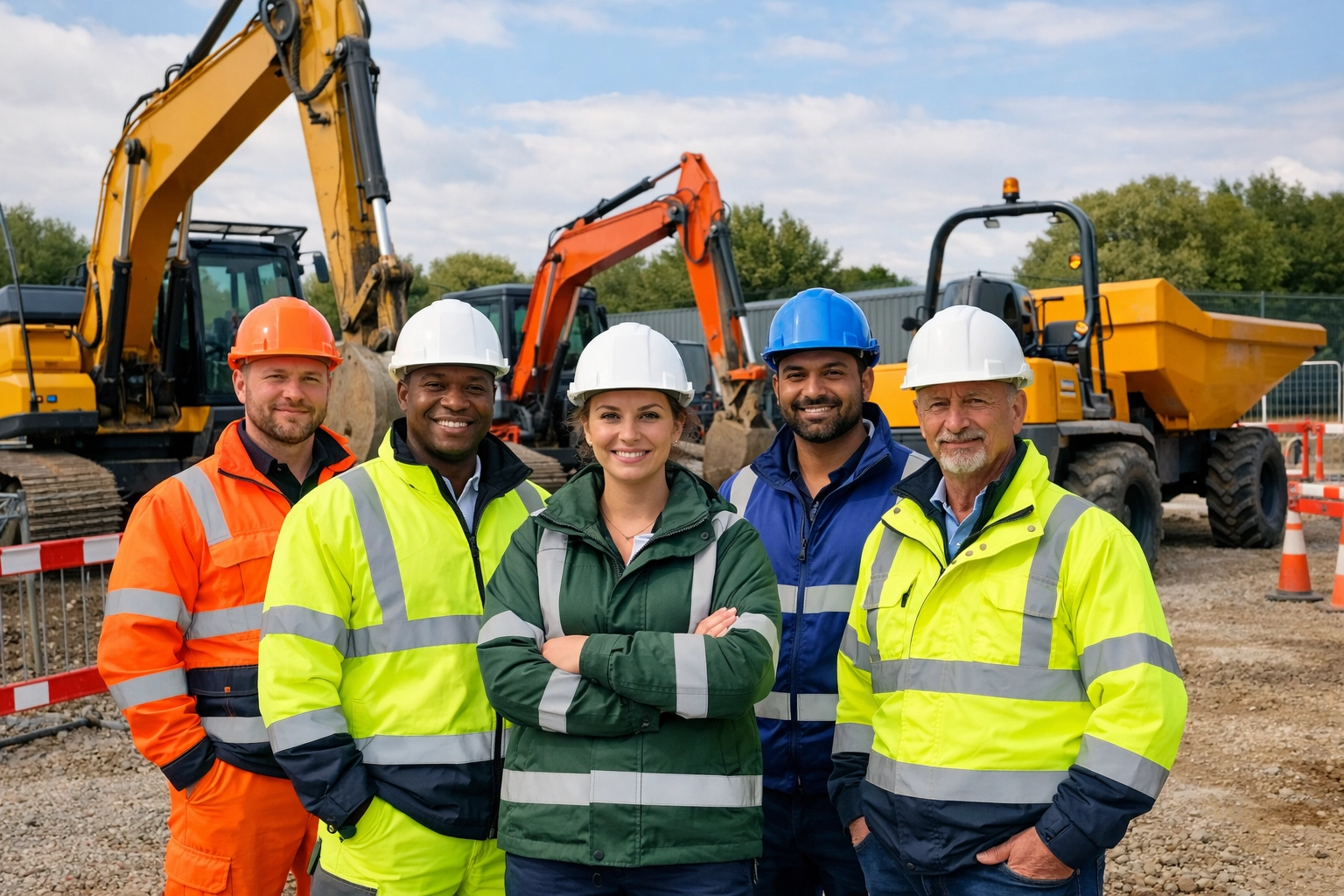 Professional groundworks gang with excavation equipment demonstrating quality civils staffing