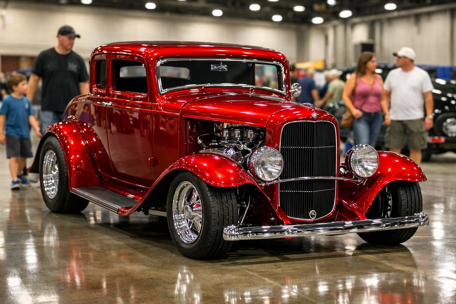 Red custom hot rod at the Boise Roadster Show, showcasing the lifestyle near new Garden City homes. Red custom hot rod at the Boise Roadster Show, showcasing the lifestyle near new Garden City homes.