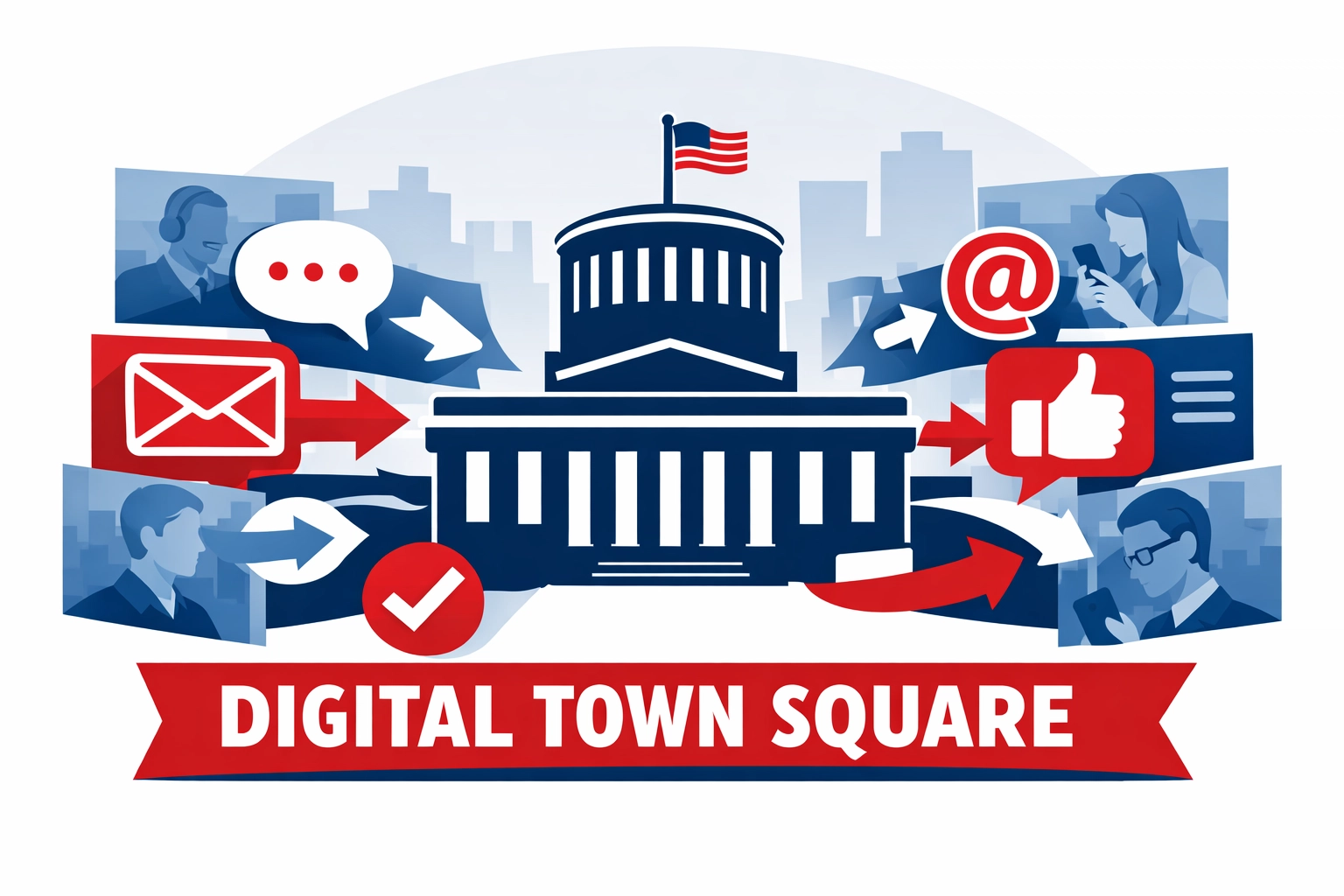 Digital town square showing resident feedback and engagement with local government services.