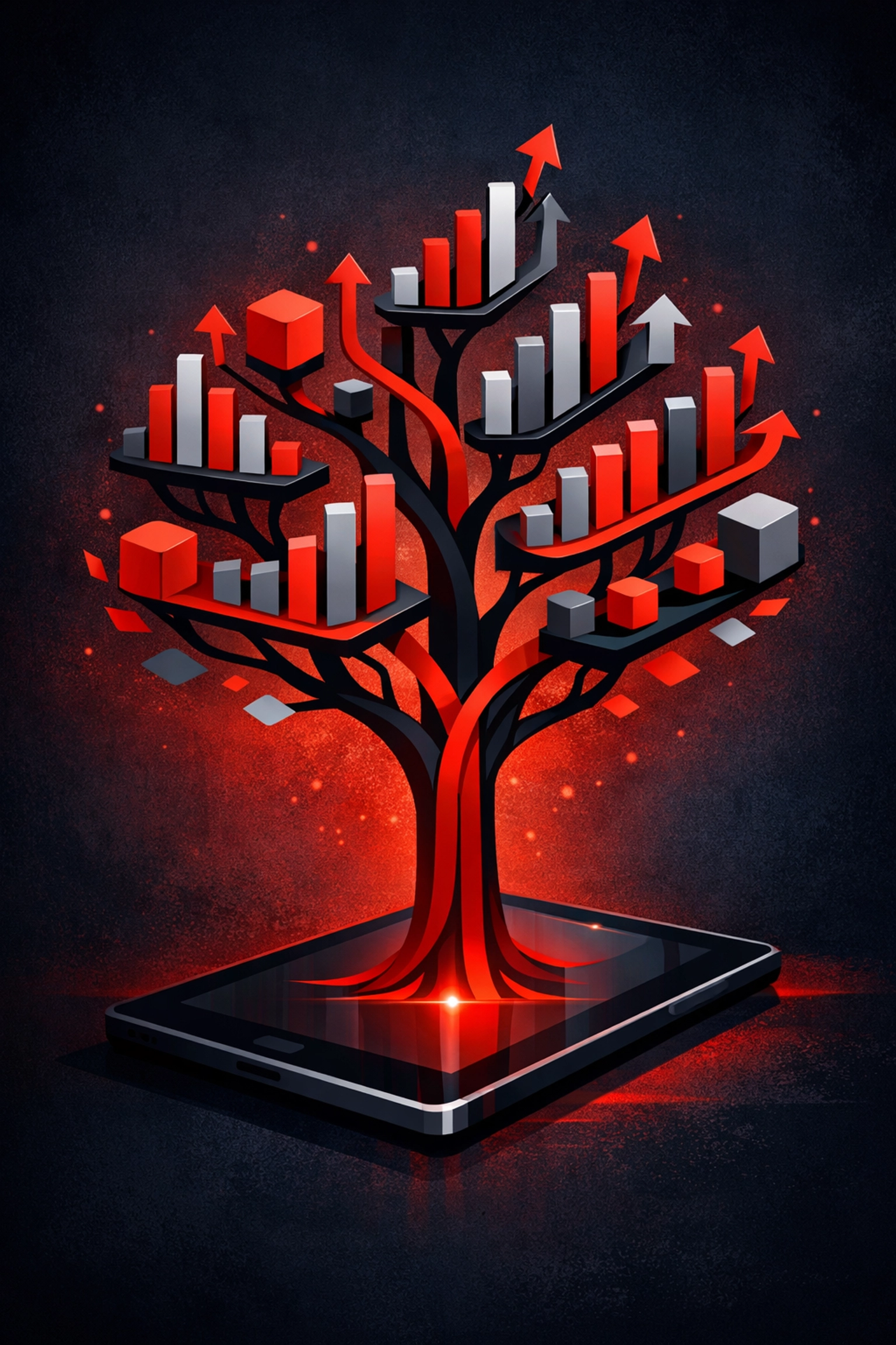 Illustration of an ROI growth tree representing the profit from a professional website investment.