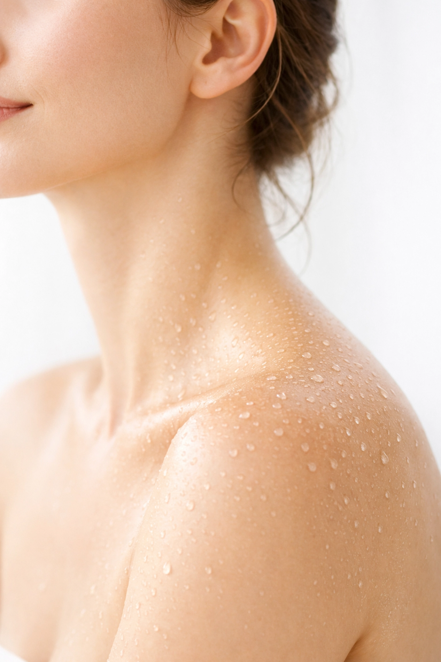 Healthy skin with water droplets after using best body wash for sensitive skin