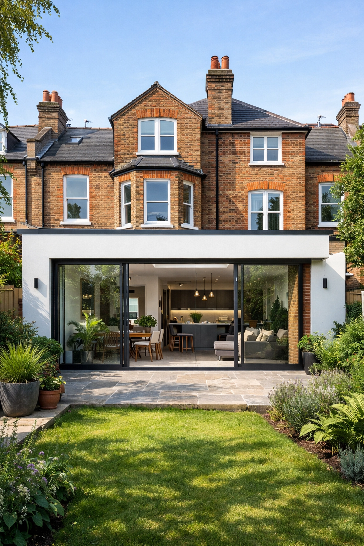 Victorian terrace house with modern glass extension in South London