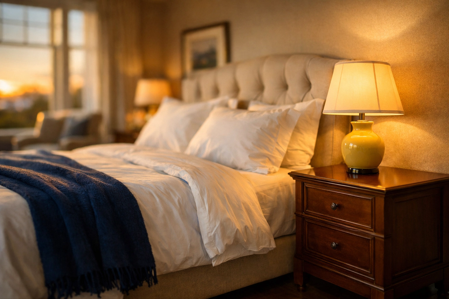 A dust-free Marlborough bedroom with crisp linens, perfect for a stress-free house cleaning match.