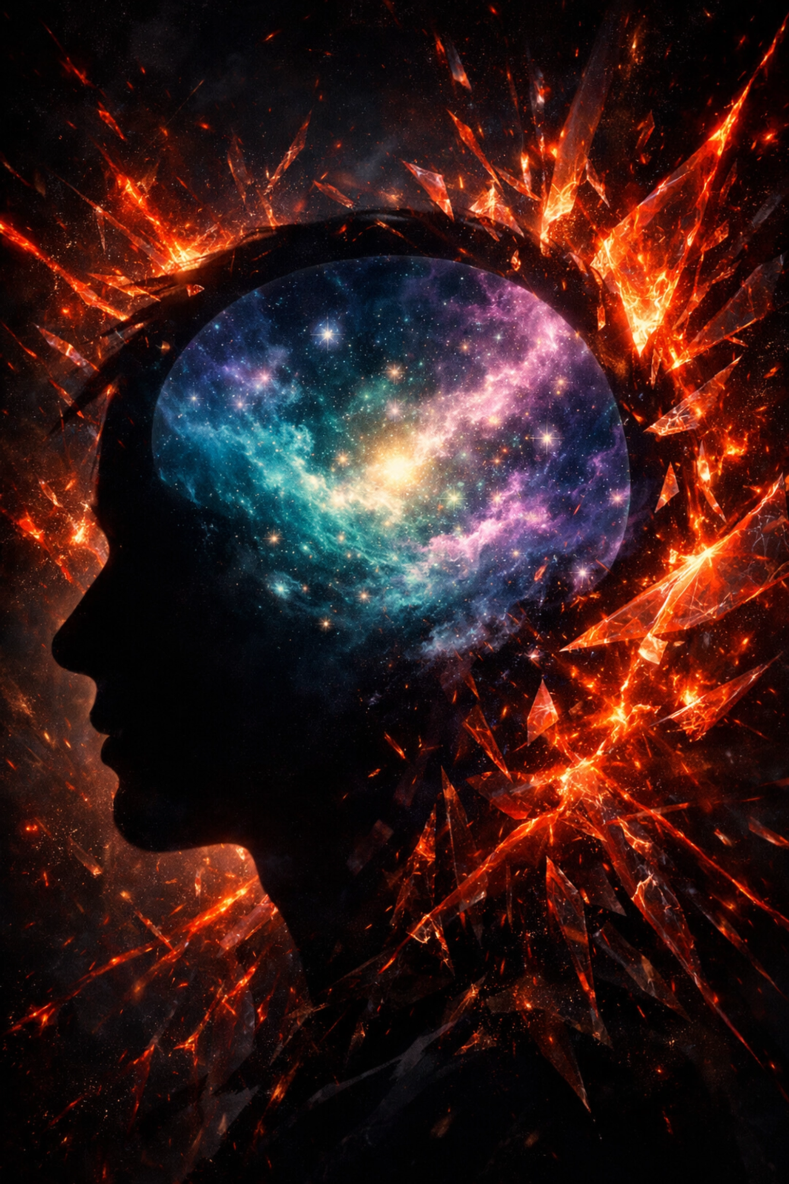 A calm human silhouette representing high performance regulation amidst external stress and chaos.