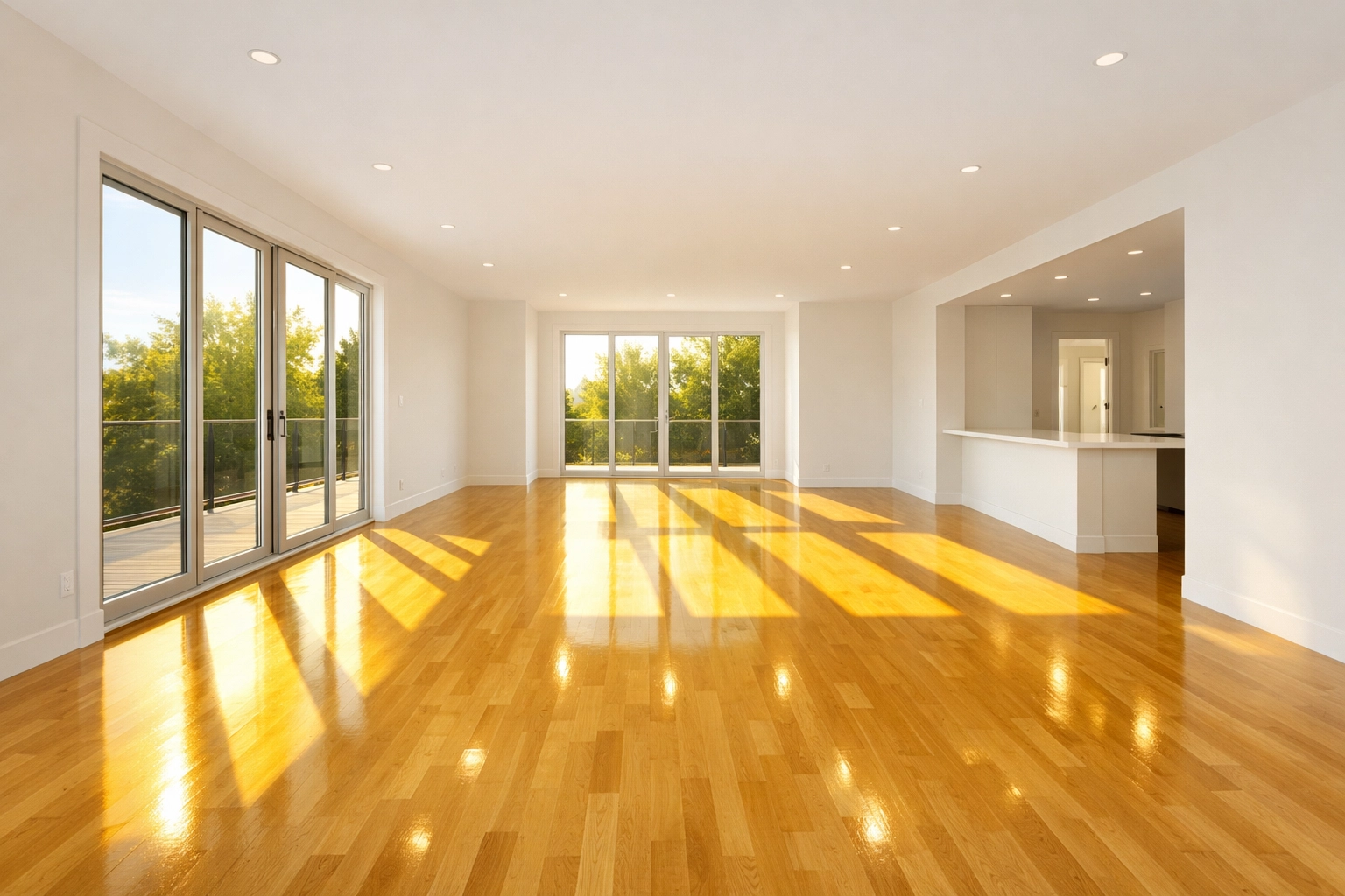 Bright move-in ready living room in Westborough featuring pristine floors after a professional deep cleaning.
