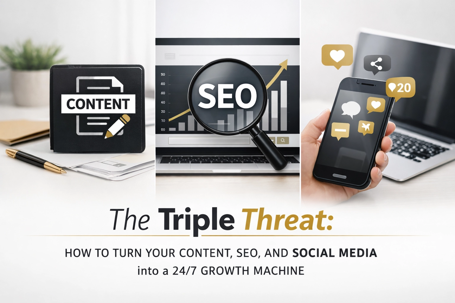 [HERO] The Triple Threat: How to Turn Your Content, SEO, and Social Media into a 24/7 Growth Machine