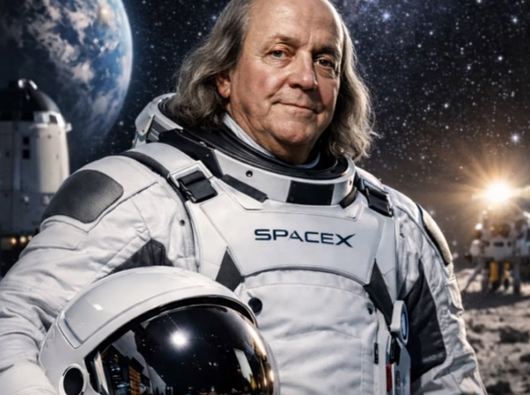 Man in spacesuit symbolizing innovation and ambition
