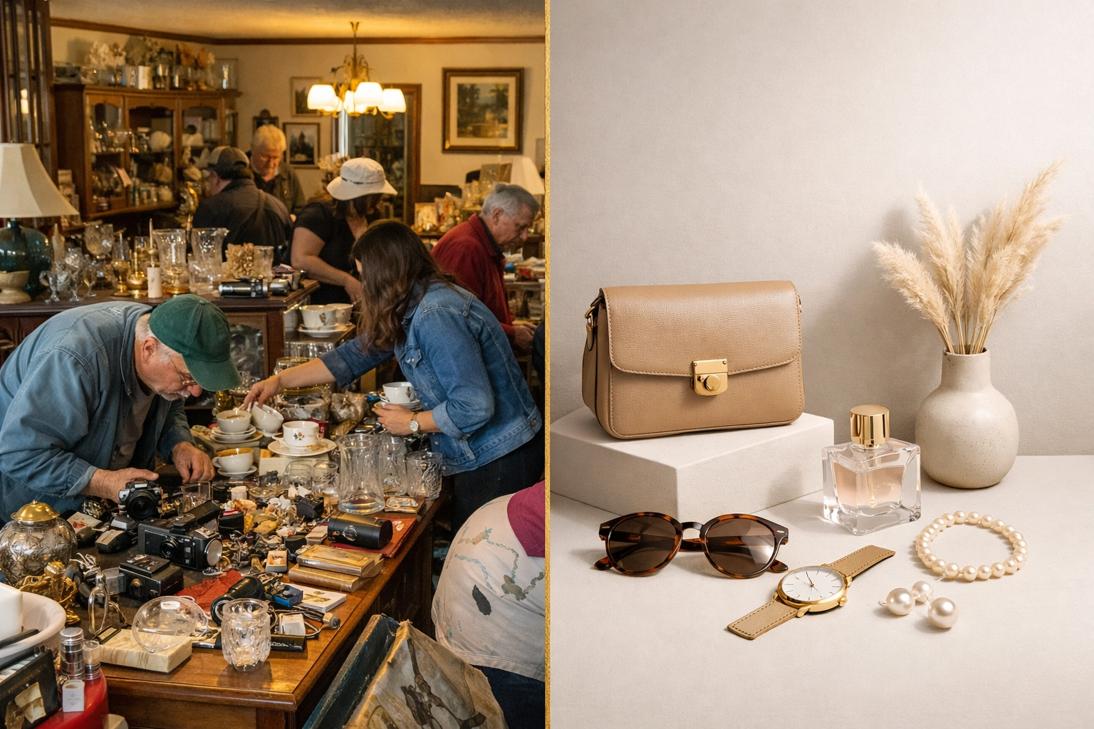 Traditional estate sale compared to modern online auction setup in Columbus Ohio