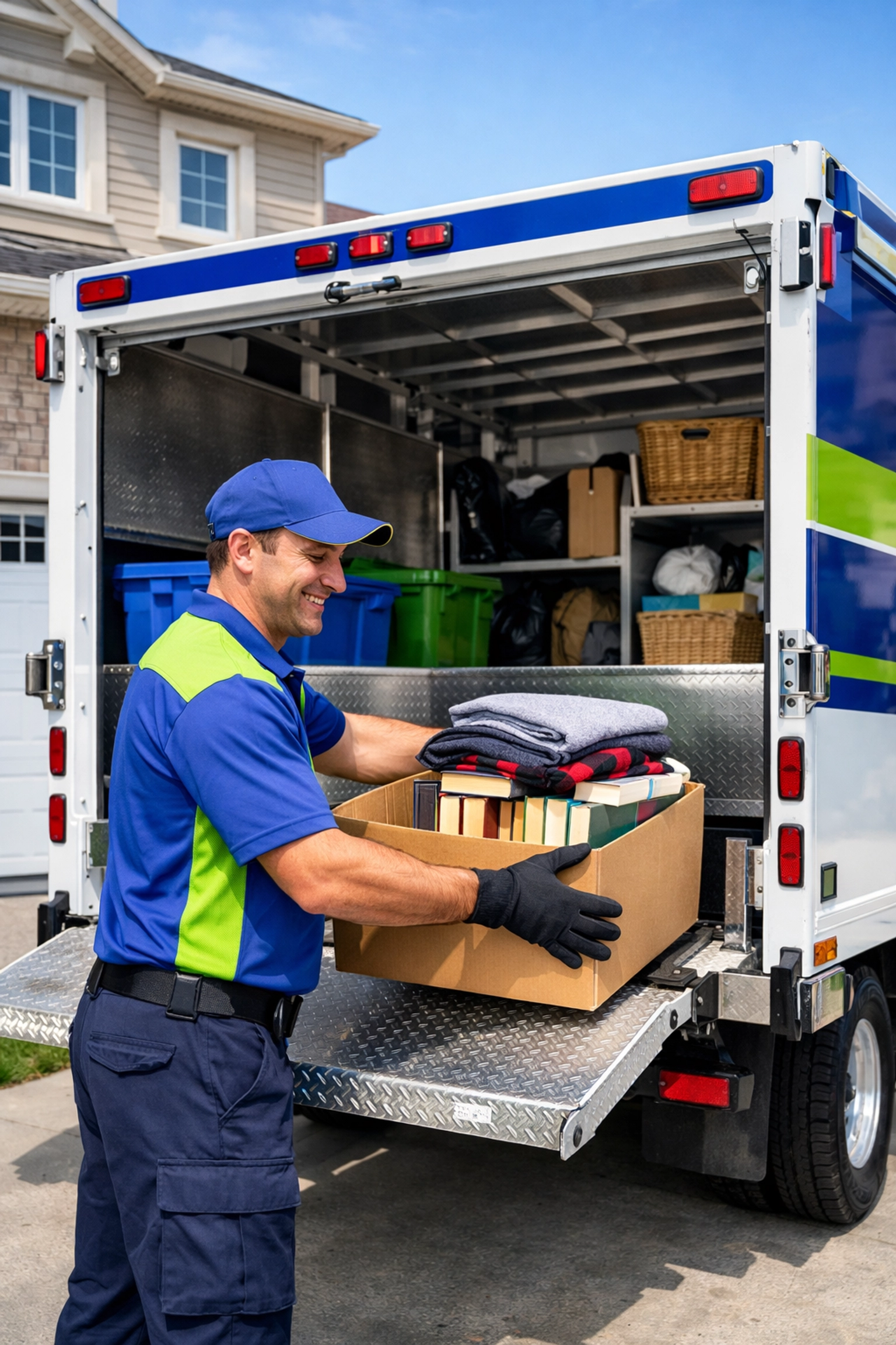 Junk GTA team loading household items for donation during an eco-friendly estate cleanout in Simcoe County.