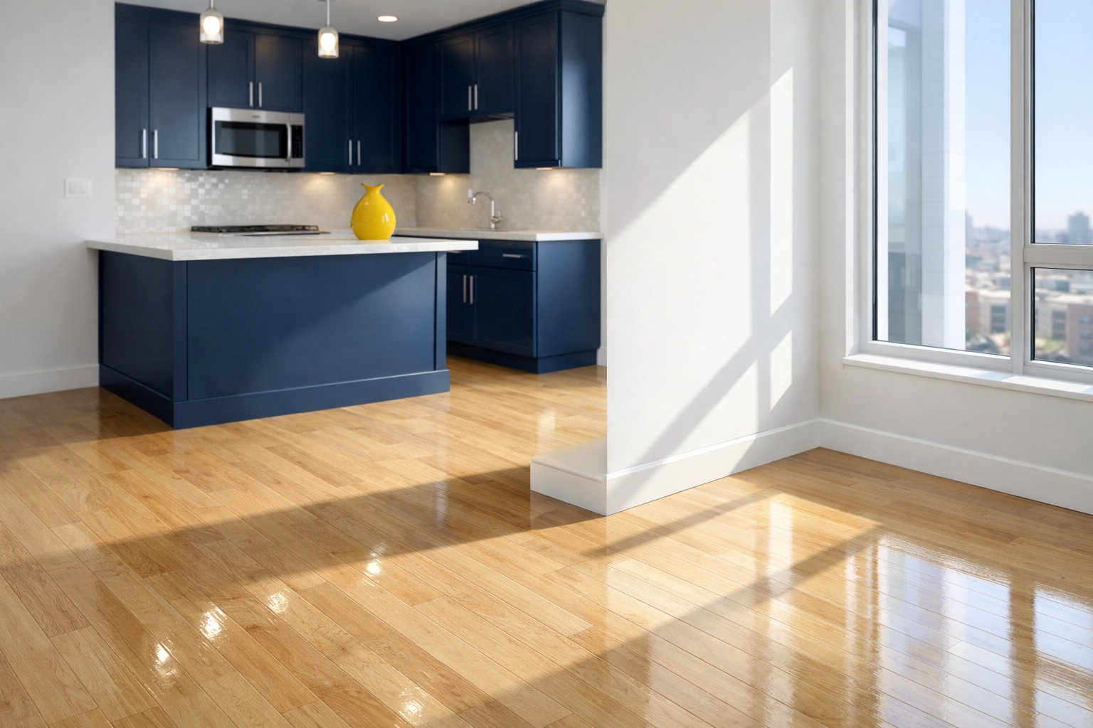 Sparkling empty apartment unit deep cleaned and ready for a new tenant turnover.