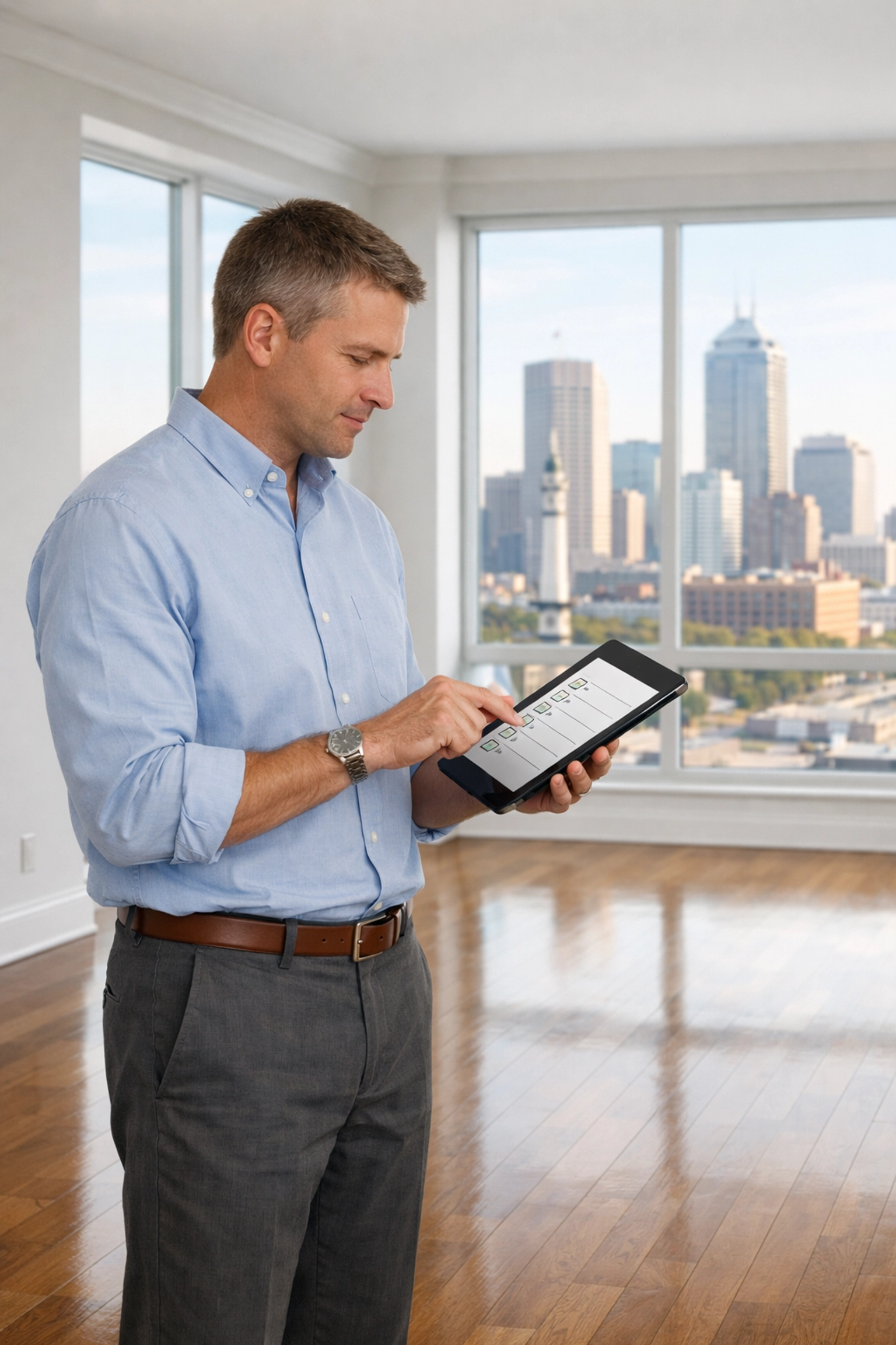 Property manager conducting an apartment move-out inspection using a digital checklist.