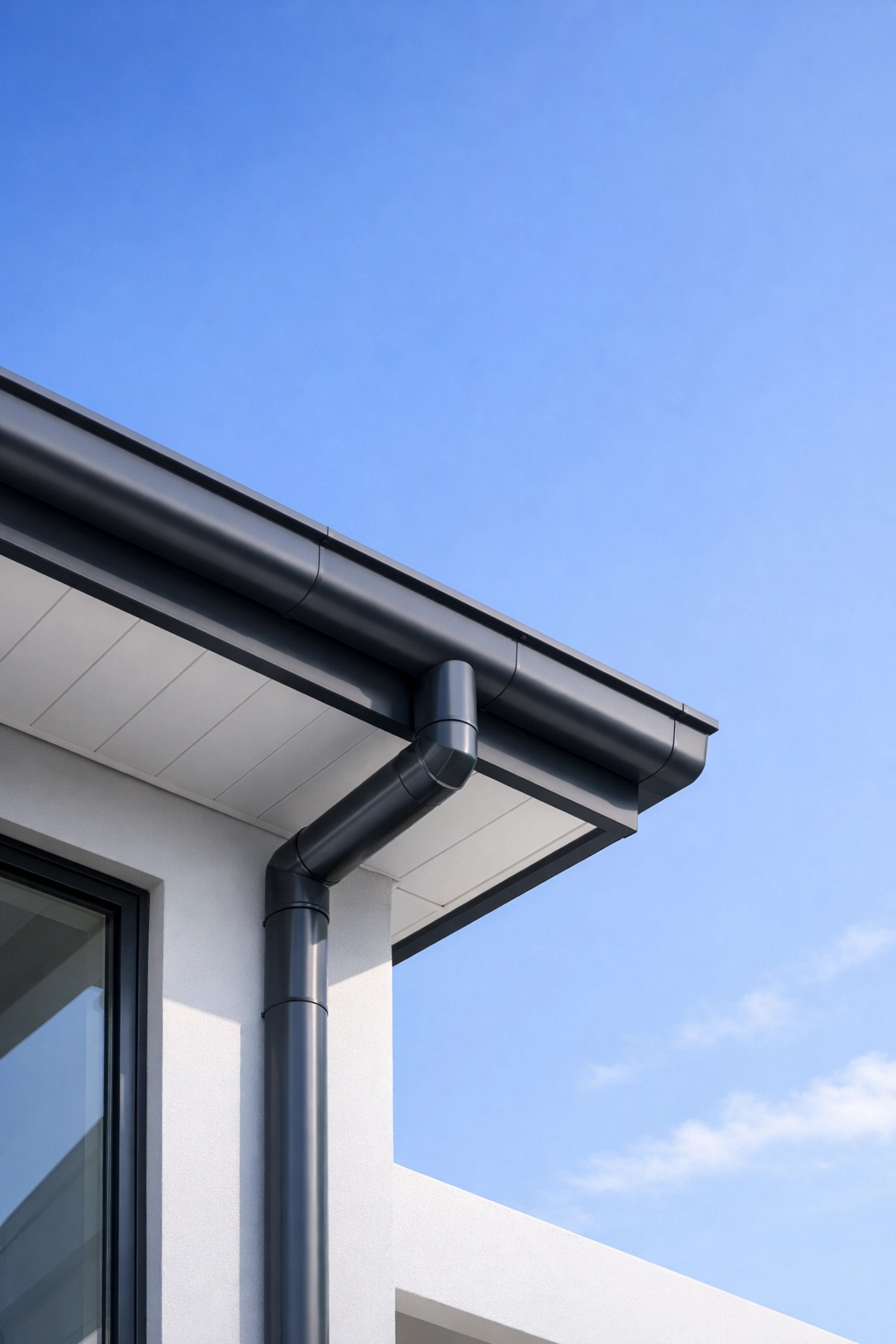 Sleek metal guttering system on a Northern Beaches house ensuring proper roof drainage.