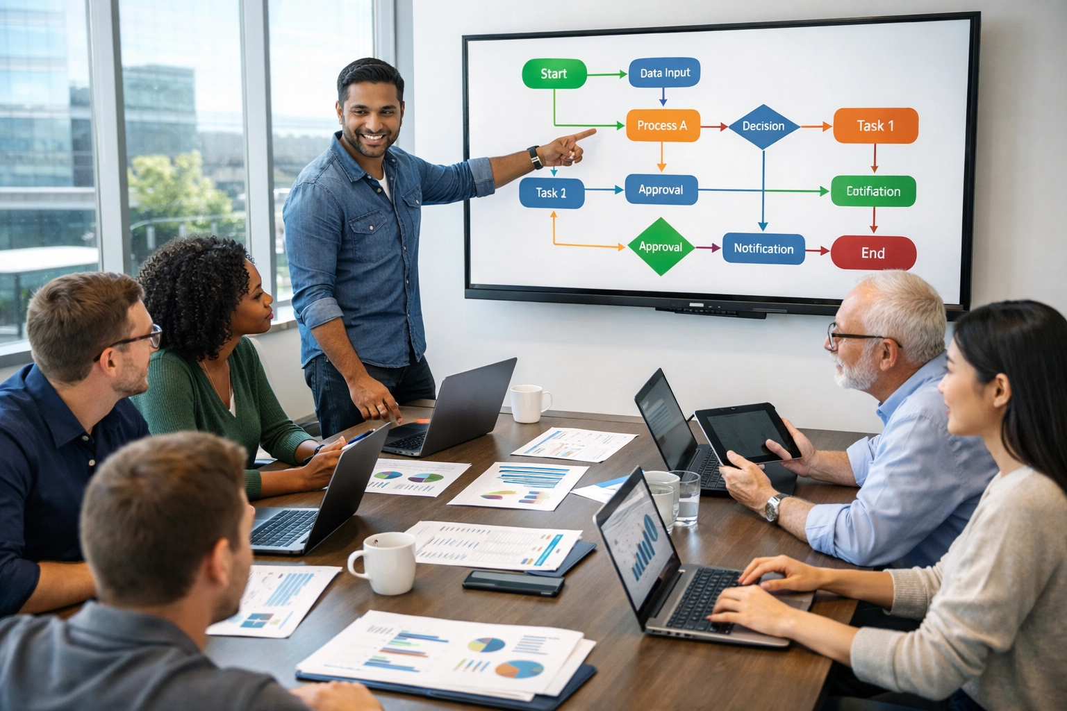 IT team analyzing ServiceNow ITOM automation workflows for optimization