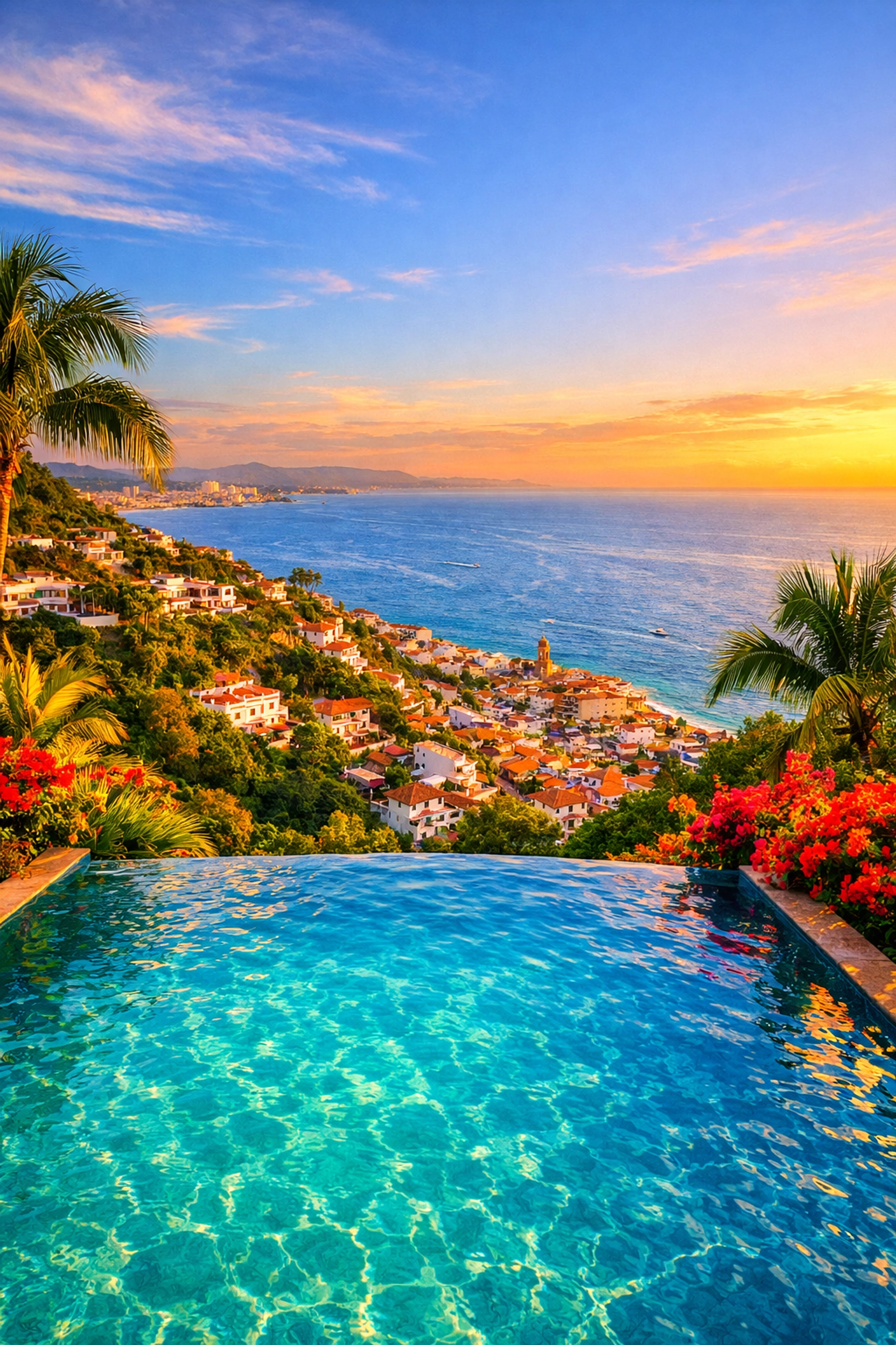 Infinity pool with ocean views in Amapas hillside Puerto Vallarta condo
