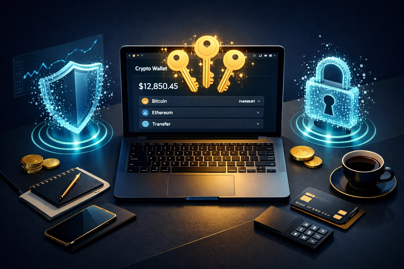 Self-custody crypto wallet with security keys for merchant payment control