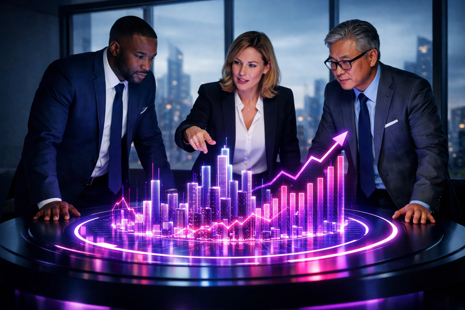 Strategen analysieren digitale Wachstumsdaten für den Erfolg von KI im deutschen Mittelstand bis 2027.