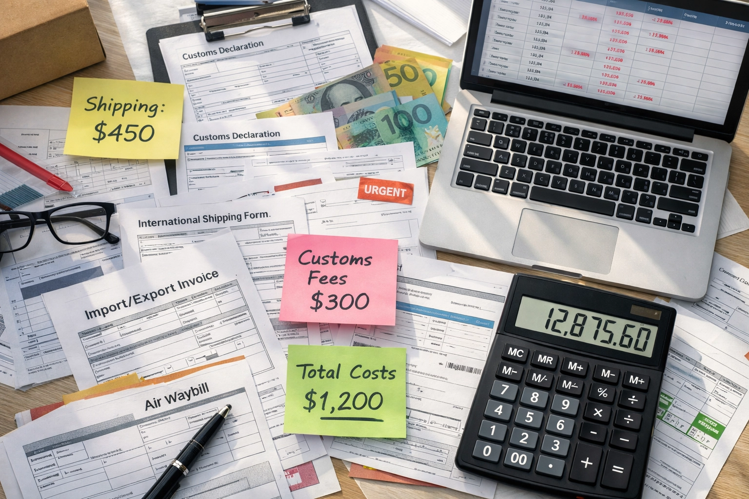 Hidden costs of importing: shipping documents, customs forms, and cost calculations for Australian retailers