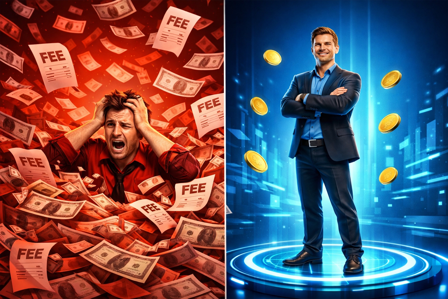 Crypto merchant fee comparison: high transaction costs vs Larecoin's low-fee gas-only model