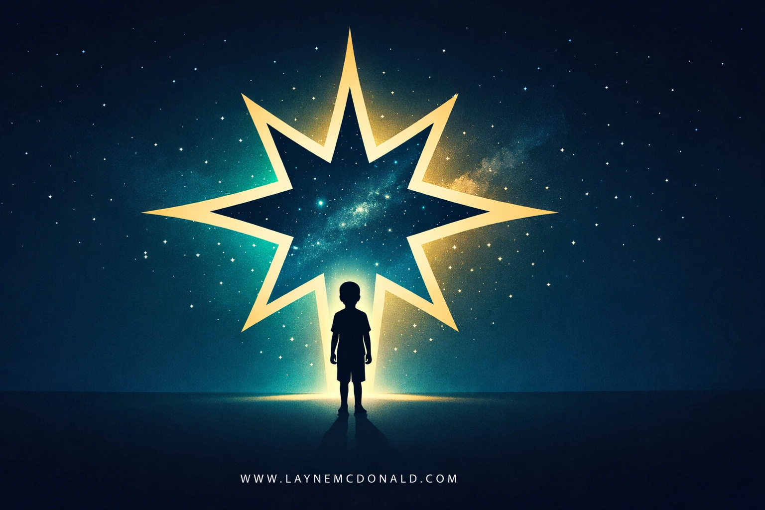 Child silhouette facing a cosmic portal, illustrating humble leadership from an Elio Christian review. www.laynemcdonald.com