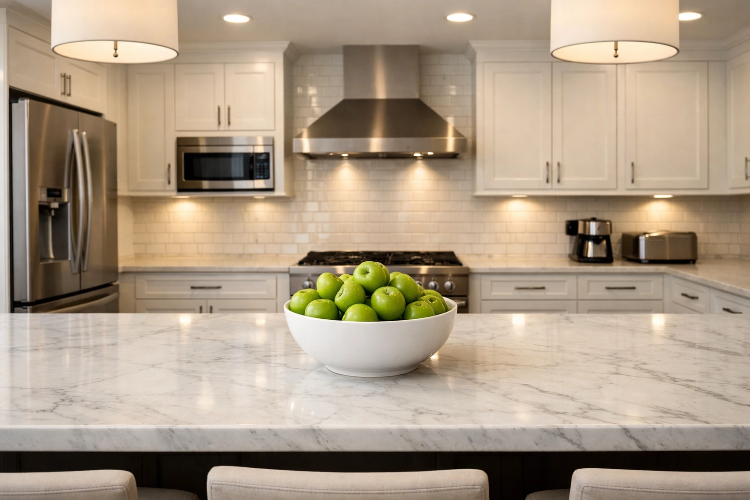 Clean, organized modern kitchen demonstrating the quality of house cleaning services near me in Atlanta.