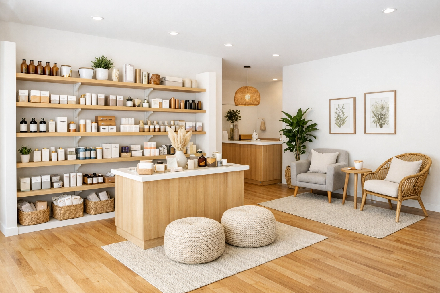 Bright Northfield boutique interior showing optimized retail space without bulky laundry machines.