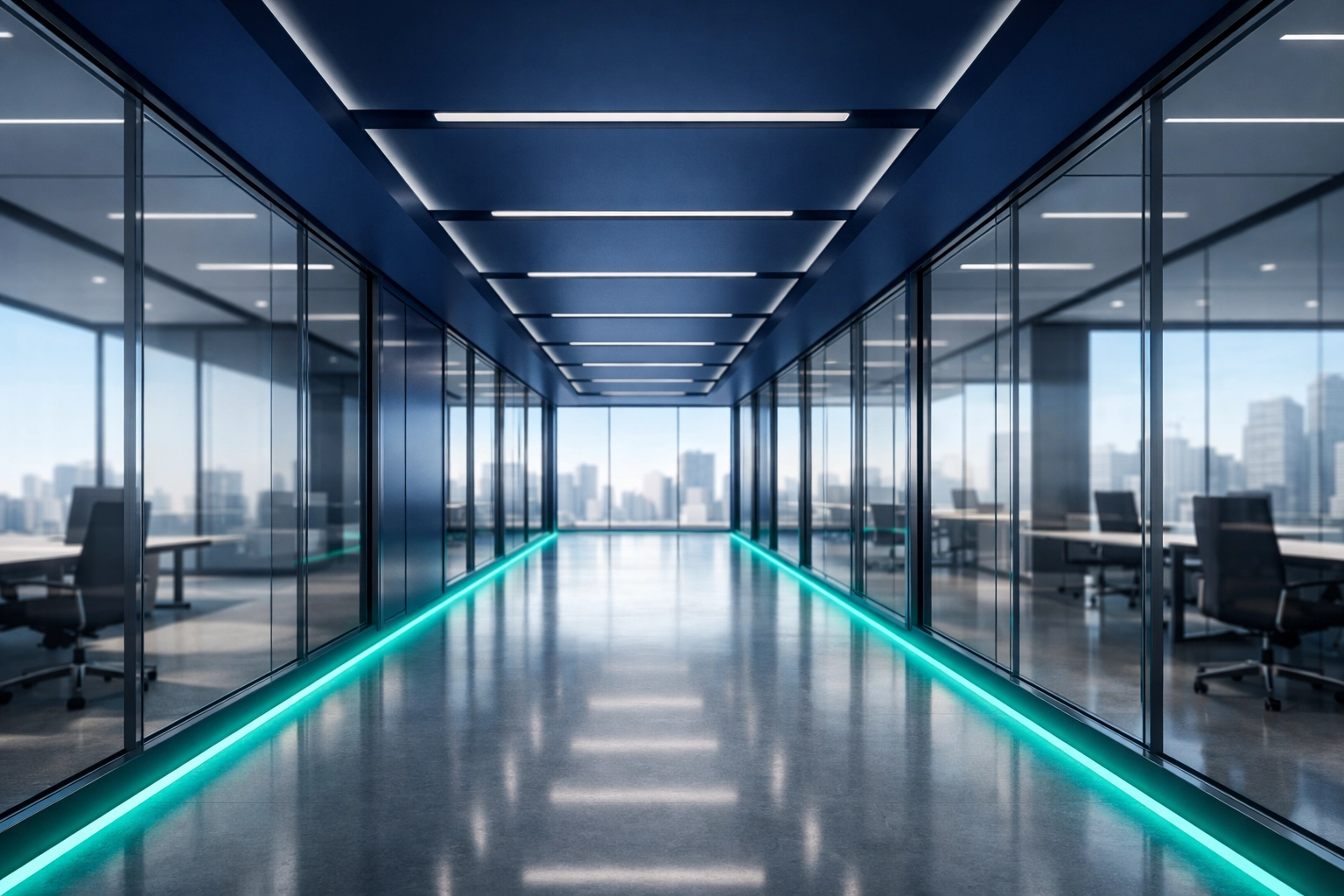 Modern professional office corridor representing clear business gas contract management.