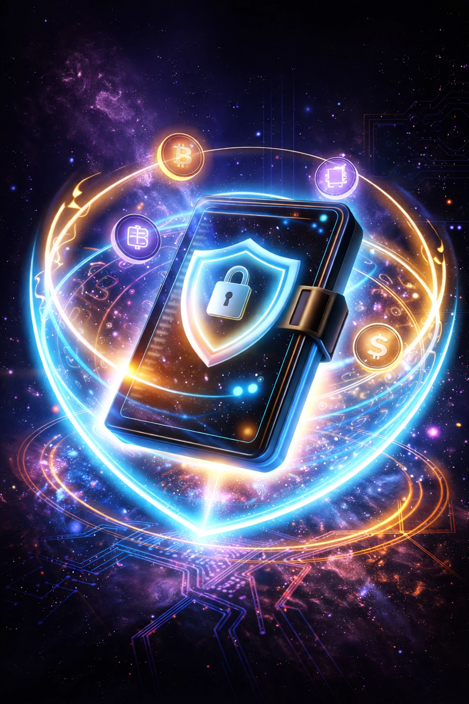 Digital crypto smart wallet illustrating self-custody and decentralized payments for small business merchants