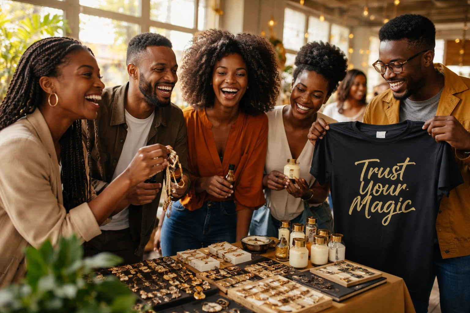 Why Everyone Is Talking About The Black Wall Streets Movement (And You Should Too) Young Black professionals shopping and connecting at a pop-up market for Black-owned brands, reflecting community support