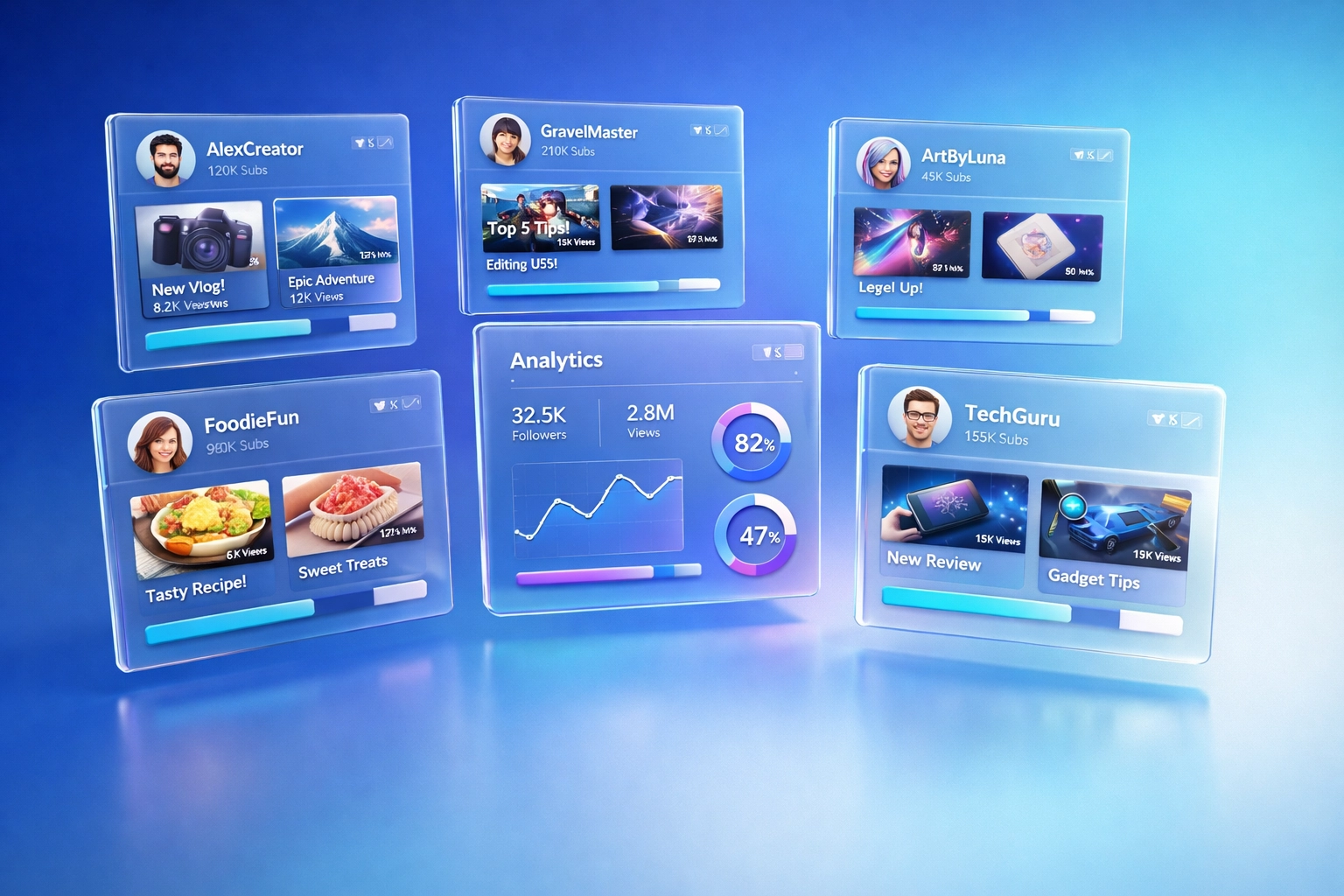 Campaign management boards organizing multiple creator partnerships across agency client projects