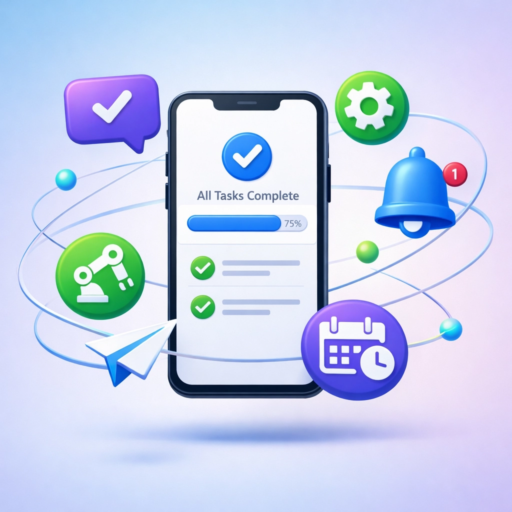 Automated accounting tasks and notifications on mobile device showing business scalability