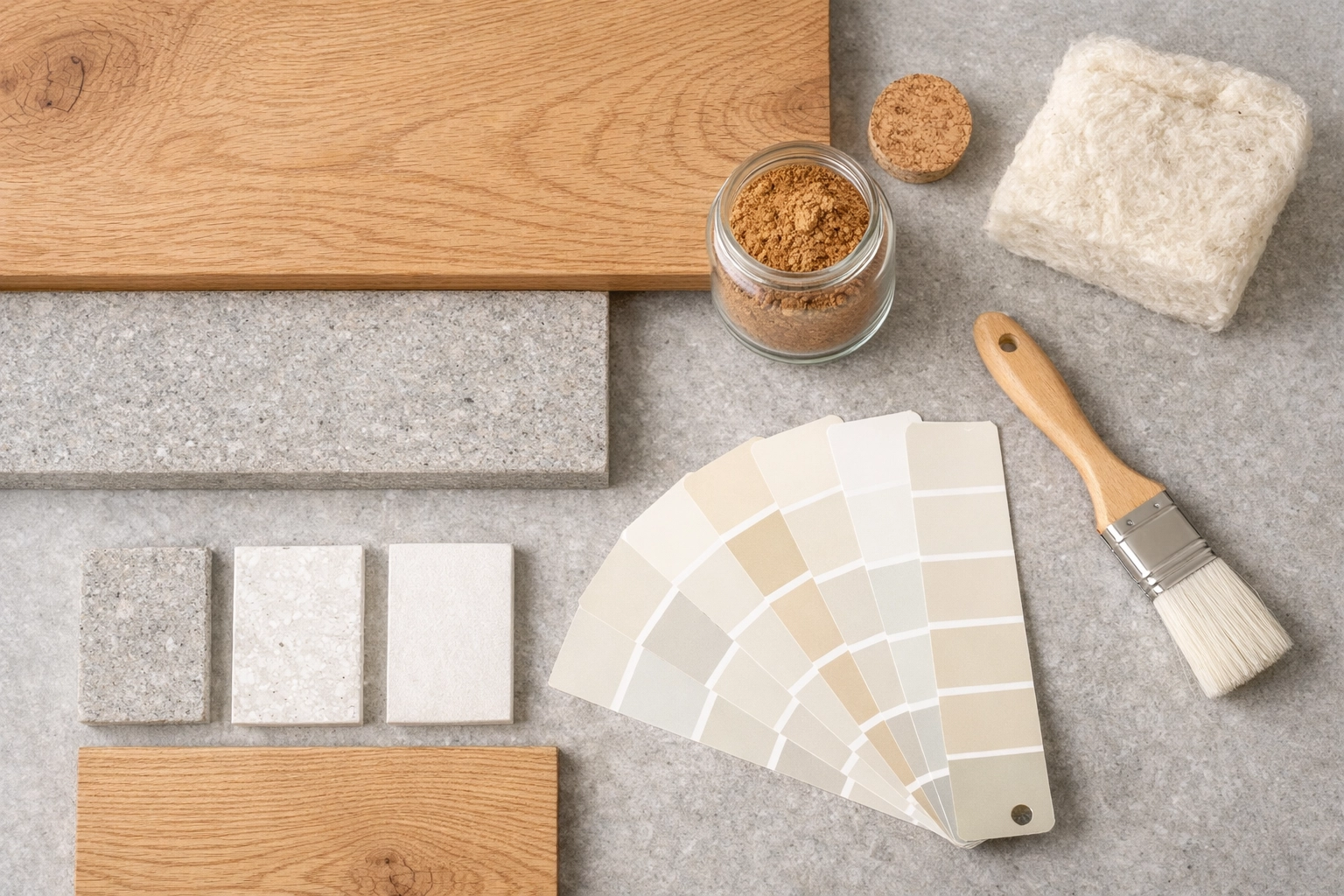 Eco-friendly, non-toxic building materials like white oak and natural stone for healthy NYC renovations.