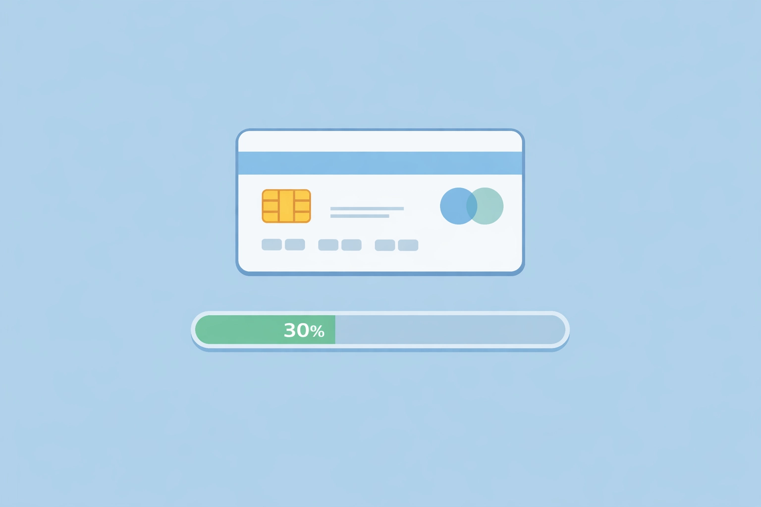 Gráfico de tarjeta de crédito con límite del 30% de utilización para mejorar el score.