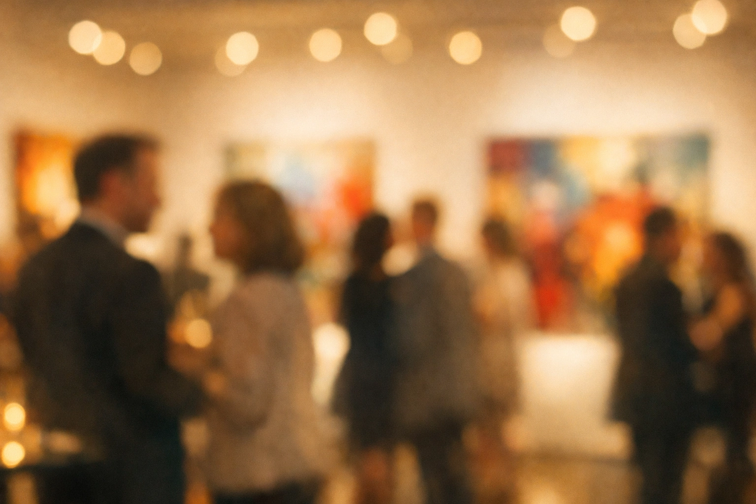 Guests gathering at an art gallery event in San Diego to discover new contemporary artwork.