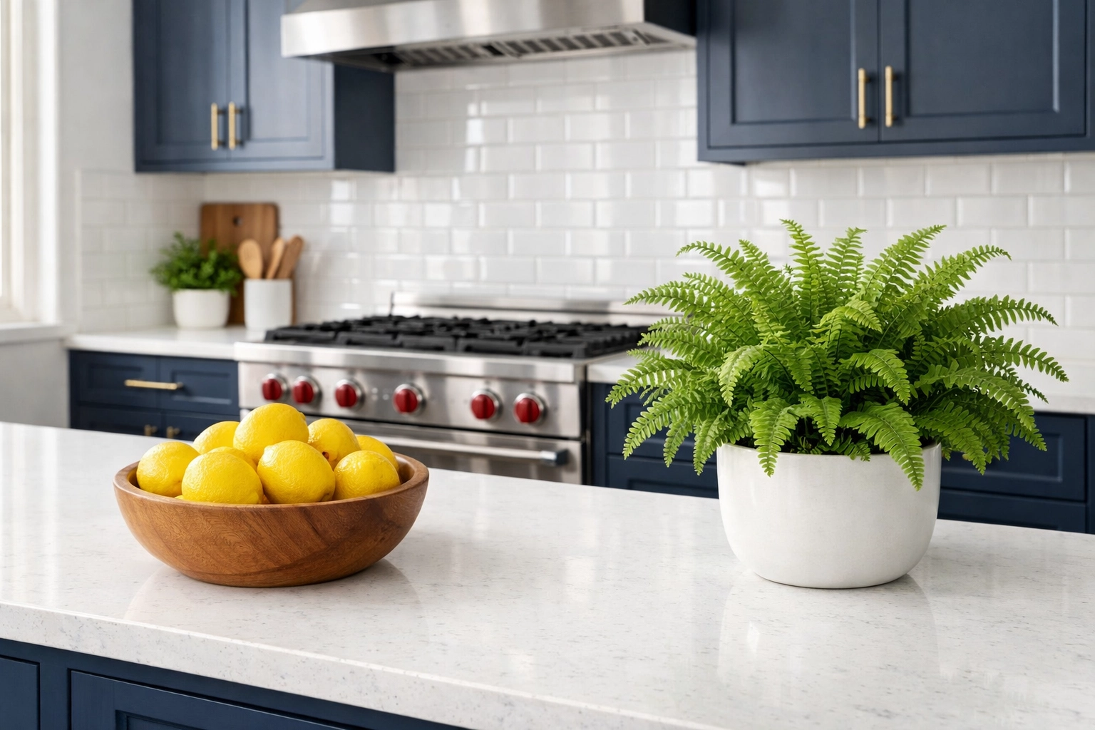 Spotless eco-friendly kitchen with grease-free range and countertops from deep cleaning services in Boston.