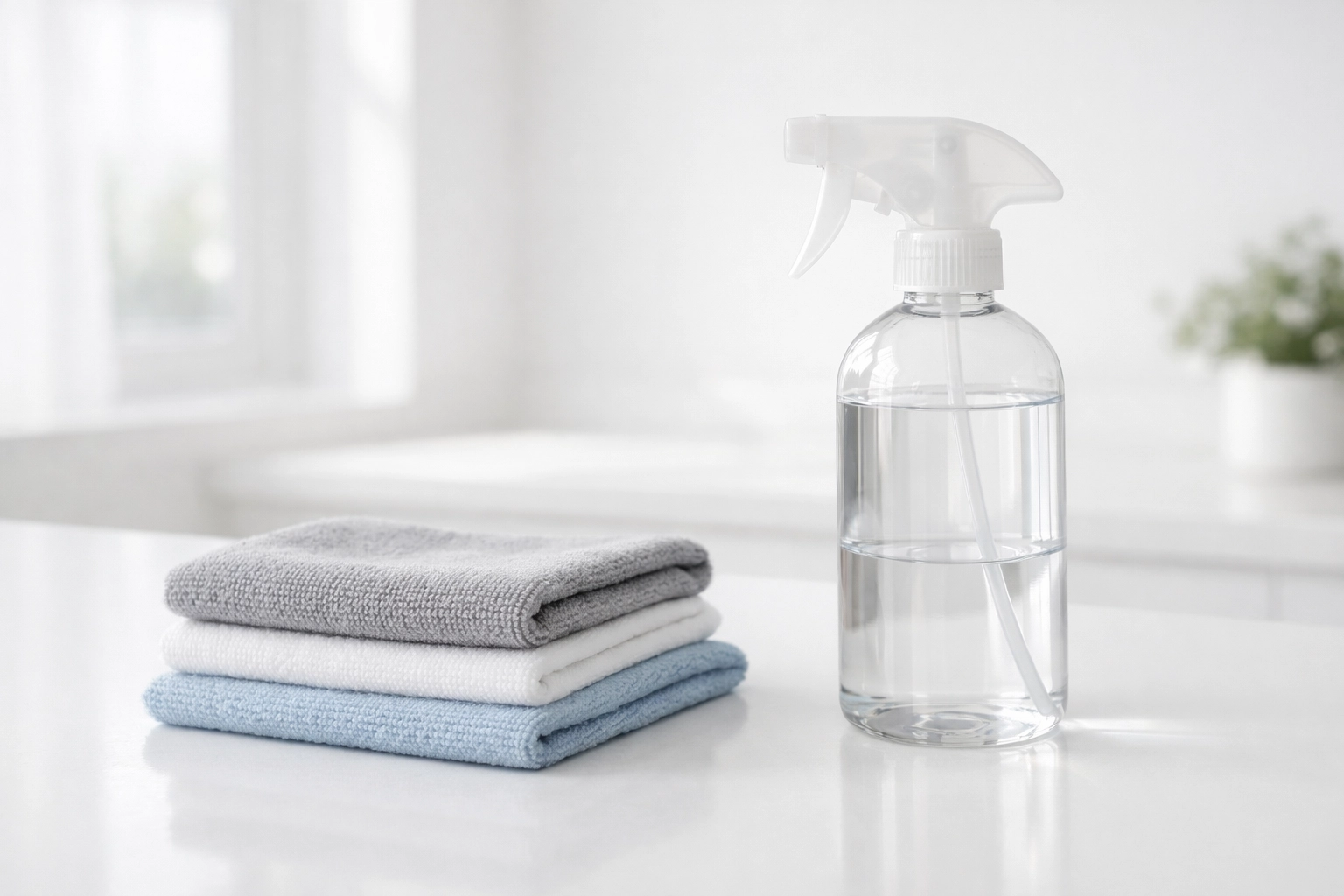 Professional house cleaning supplies ready for home cleaning services