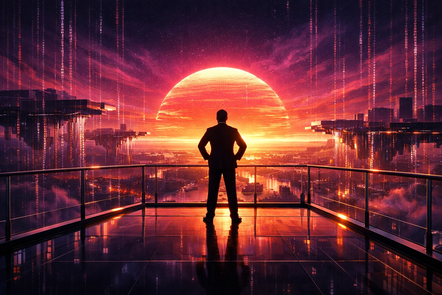 Strategic business leader looking toward a digital future of secure IT infrastructure and innovation.